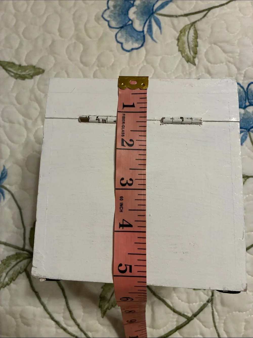 NWOT- Decorative White Wood Jewelry Box with Brass Latch-Shabby Chic